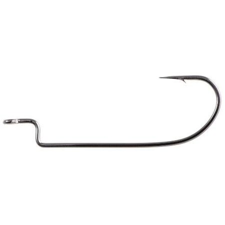 Owner Worm Hook With Cutting Point, Size 10, 90 Degree Bend, Offset, Black Chrome, 6PK 5101-111